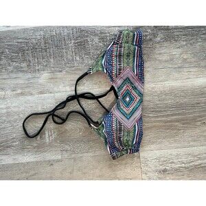 Bikini Top Women’s Teens Small Tribal Print Crossover Tie back like new